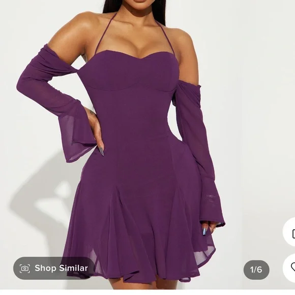 purple daisy mini dress Purple daisy mesh dress Purple mini dress with a